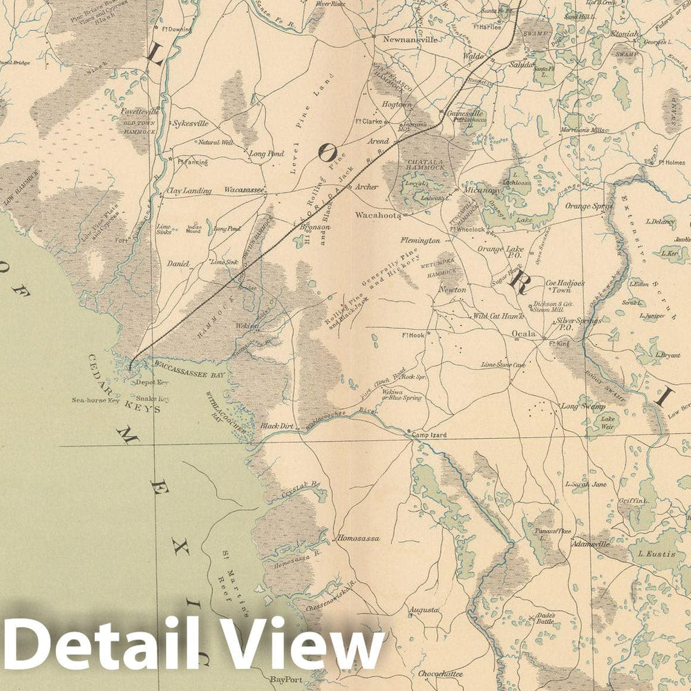 Historic Map : Florida 1891 , Vintage Wall Art