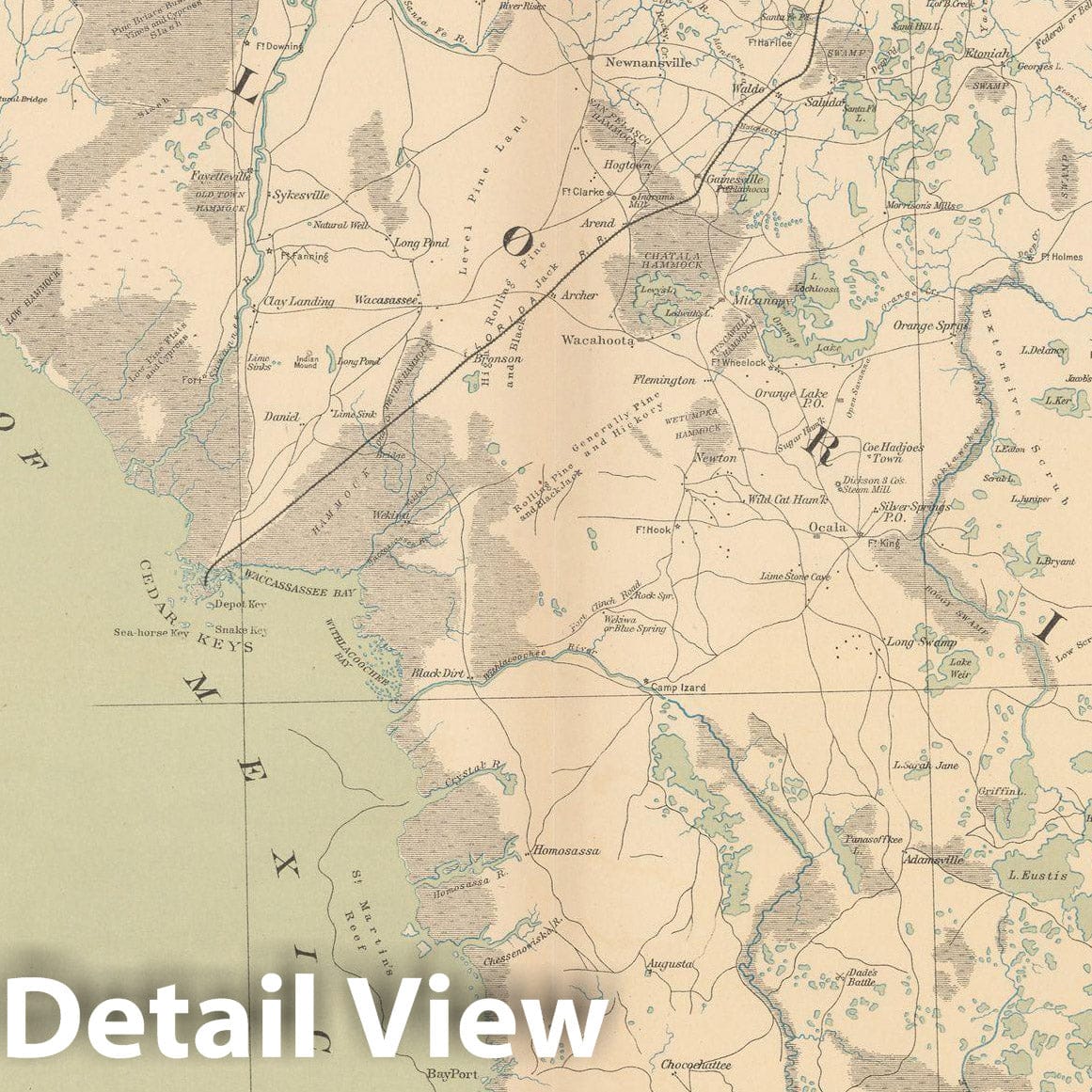 Historic Map : Florida 1891 , Vintage Wall Art