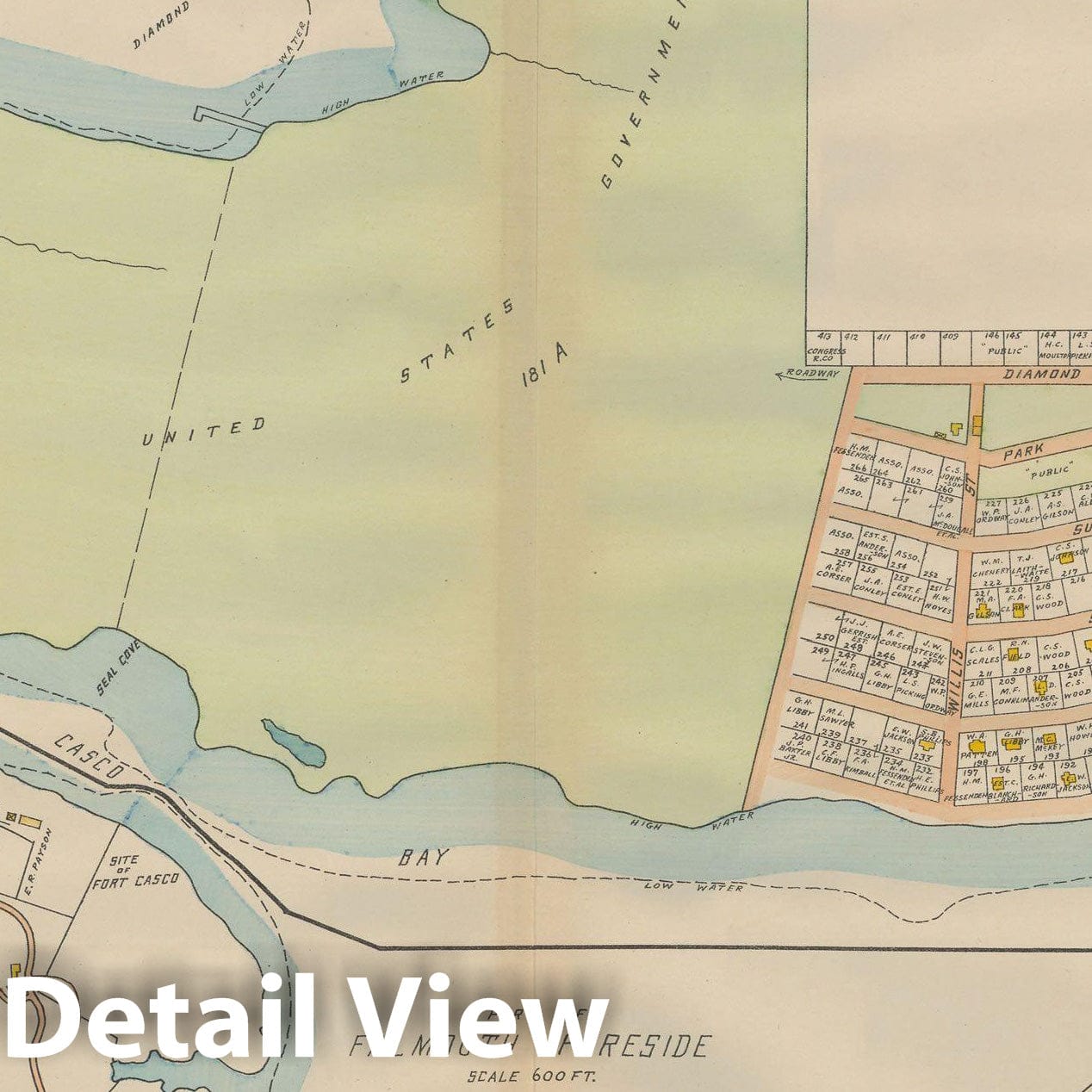 Historic Map : Atlas City of Portland, Falmouth Forside & Portland 1914 Plate 021 , Vintage Wall Art
