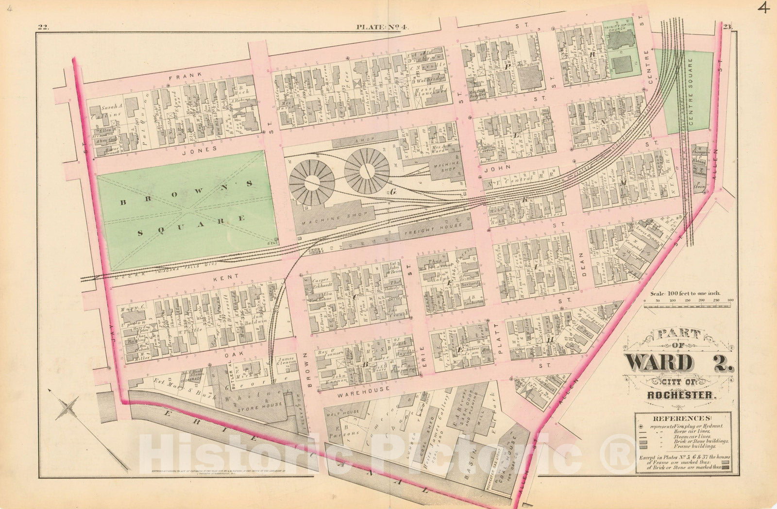 Historic Map : Atlas of Rochester, NY, Rochester 1875 Plate 004 , Vintage Wall Art