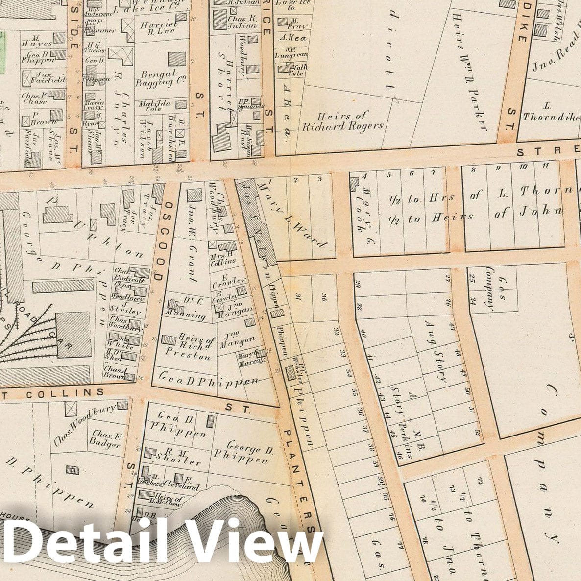 Historic Map : Atlas City of Salem, Massachusetts, Salem 1874 Plate E , Vintage Wall Art