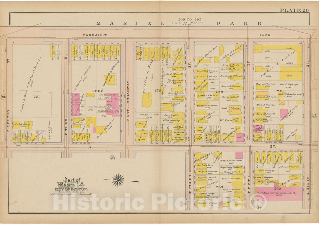 Historic Map : Atlas of South Boston, South Boston 1910 Plate 026 , Vintage Wall Art