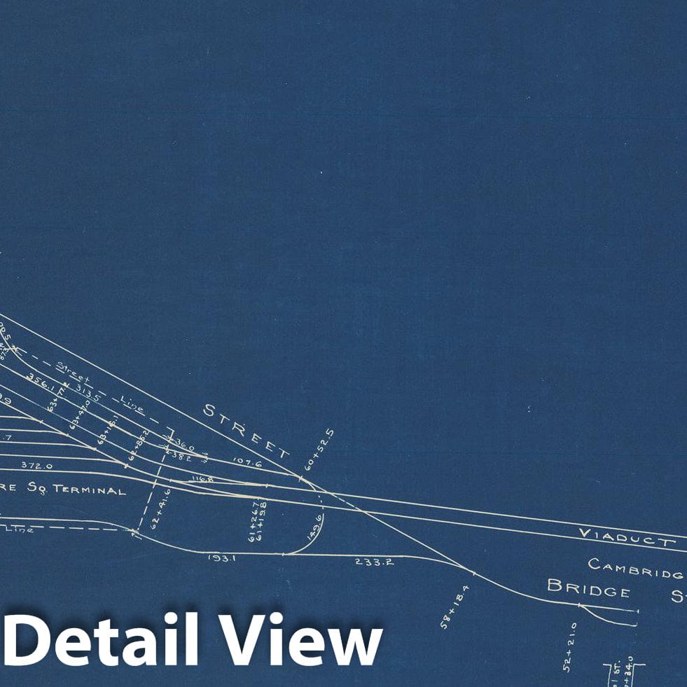 Historic Map : Boston Elevated Railway Track Plans, Boston & Cambridge 1936 Plate 016 , Vintage Wall Art