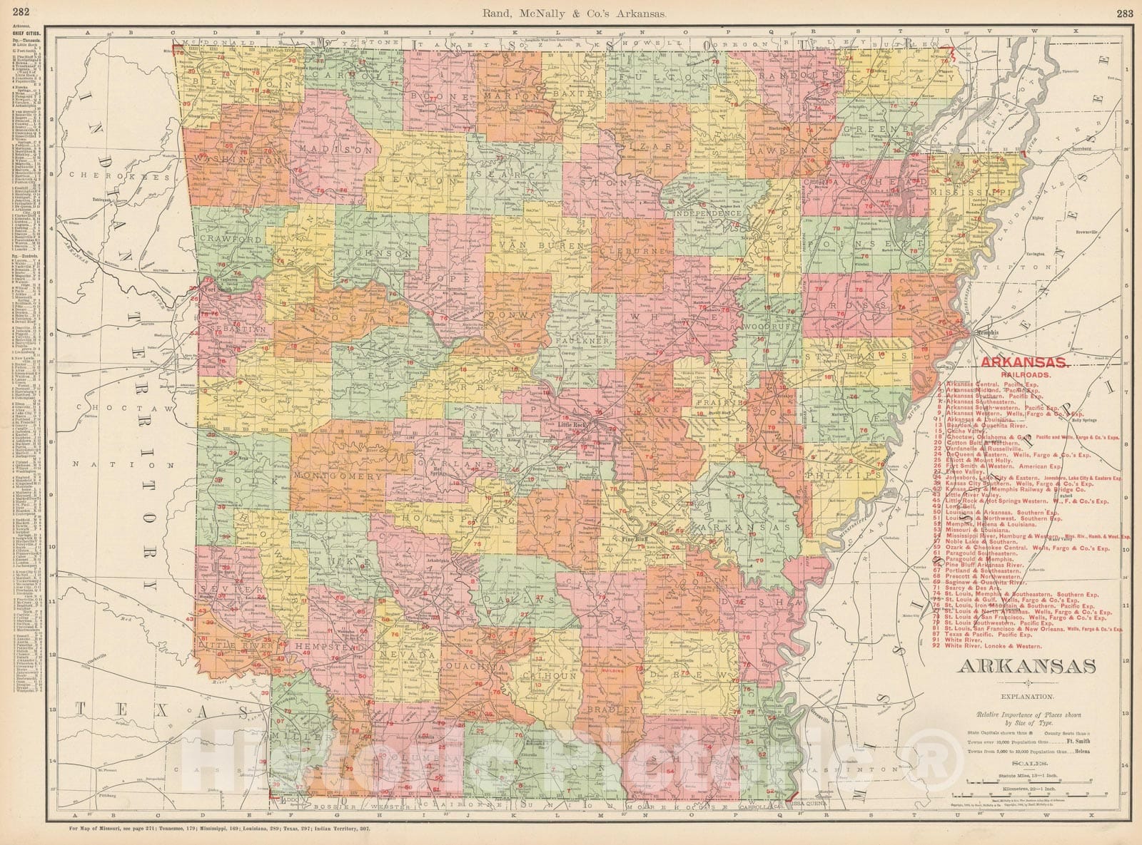 Historic Map : Arkansas 1903 , Rand McNally Business Atlas , Vintage Wall Art