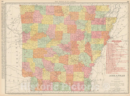 Historic Map : Arkansas 1903 , Rand McNally Business Atlas , Vintage Wall Art