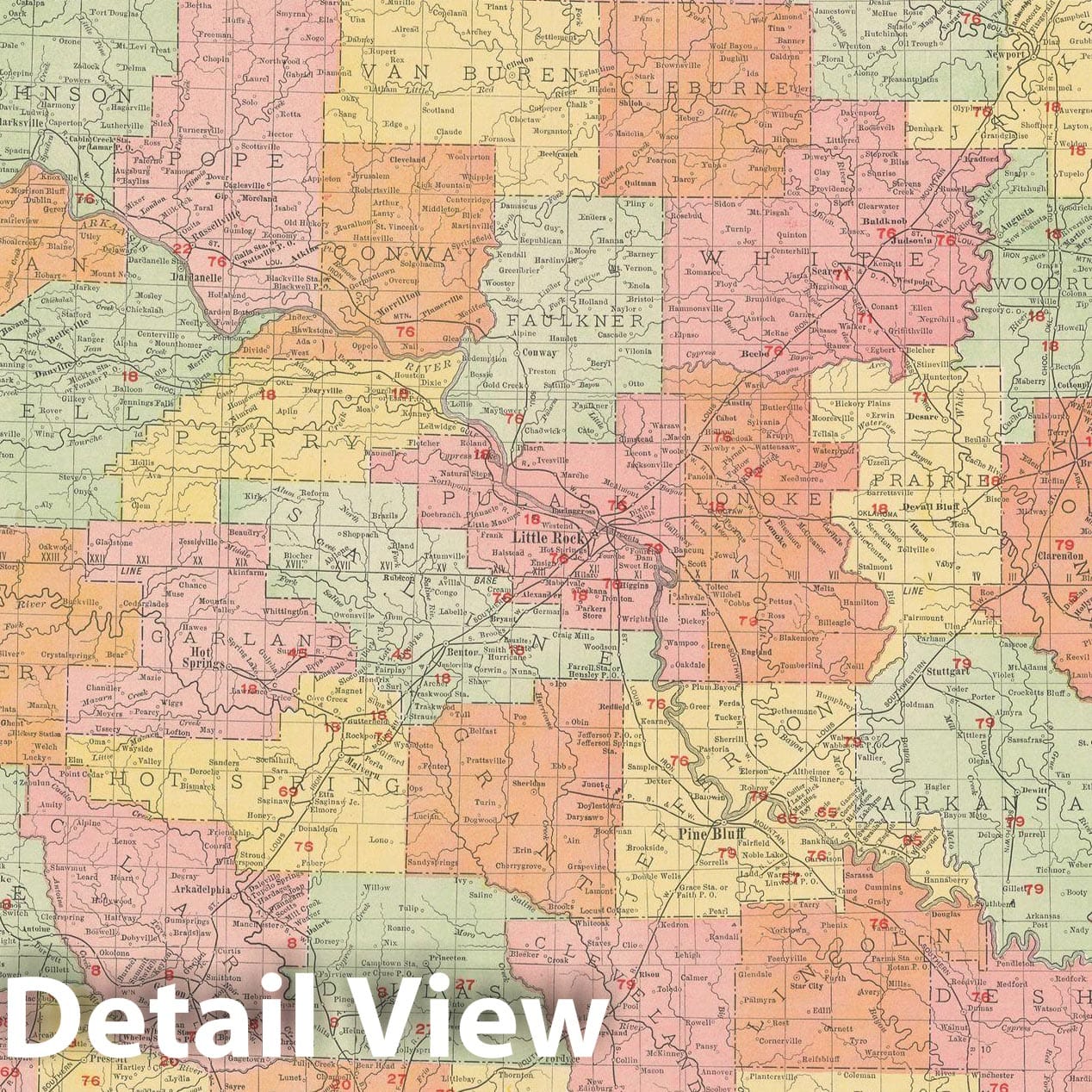 Historic Map : Arkansas 1903 , Rand McNally Business Atlas , Vintage Wall Art