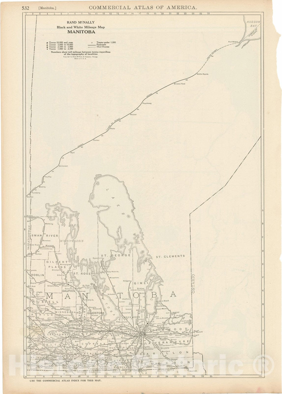 Historic Map : Commercial Atlas of America, 56th Edition, Manitoba 1925 , Vintage Wall Art