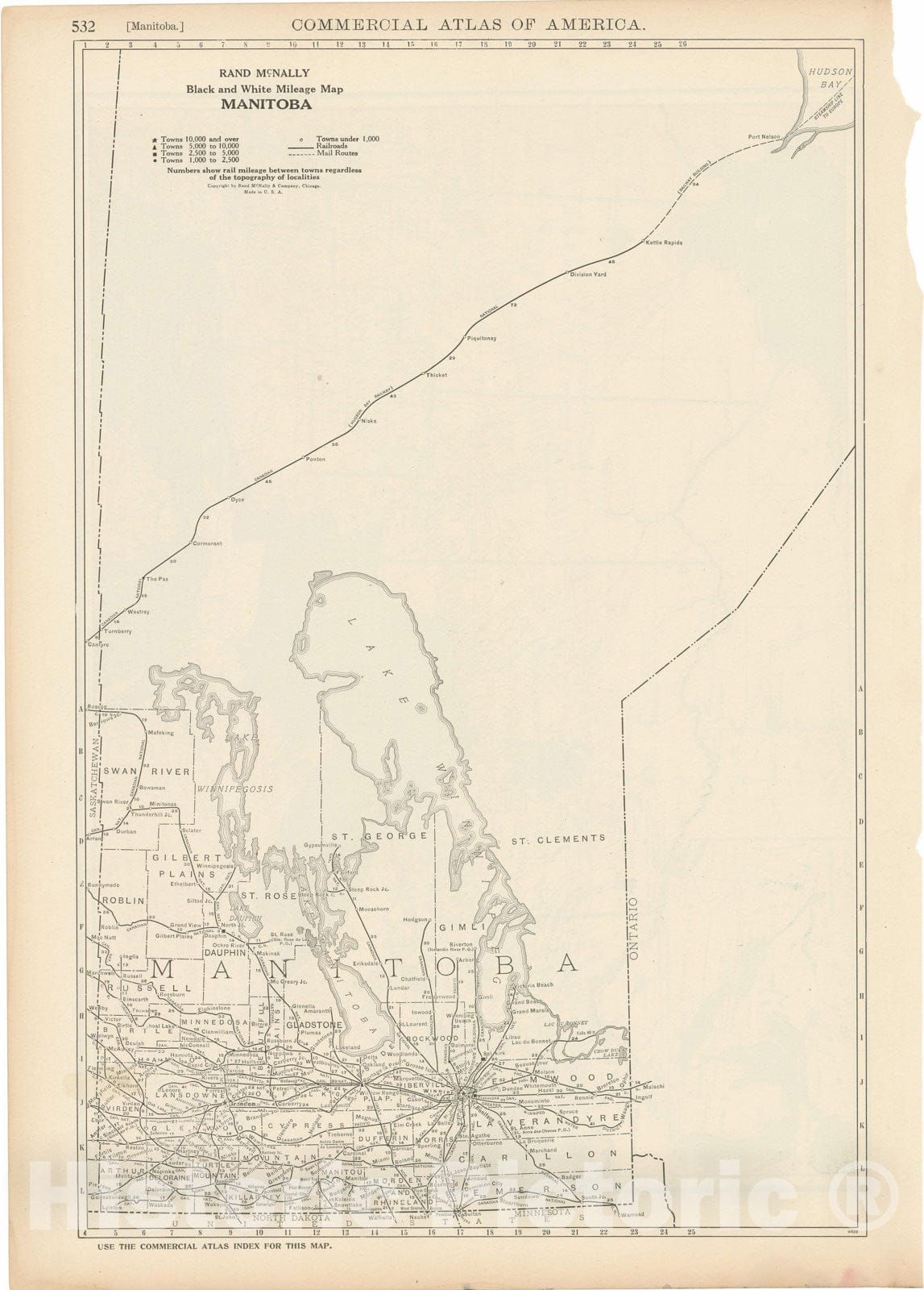 Historic Map : Commercial Atlas of America, 56th Edition, Manitoba 1925 , Vintage Wall Art