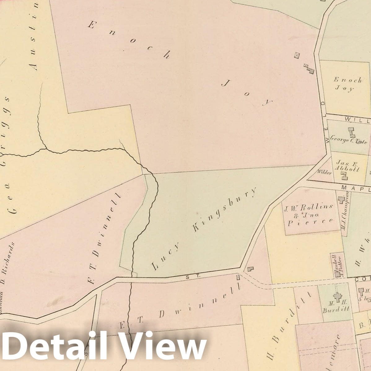 Historic Map : Atlas of County of Suffolk, MA, Vol. 5th, West Roxbury 1874 Plate Q , Vintage Wall Art