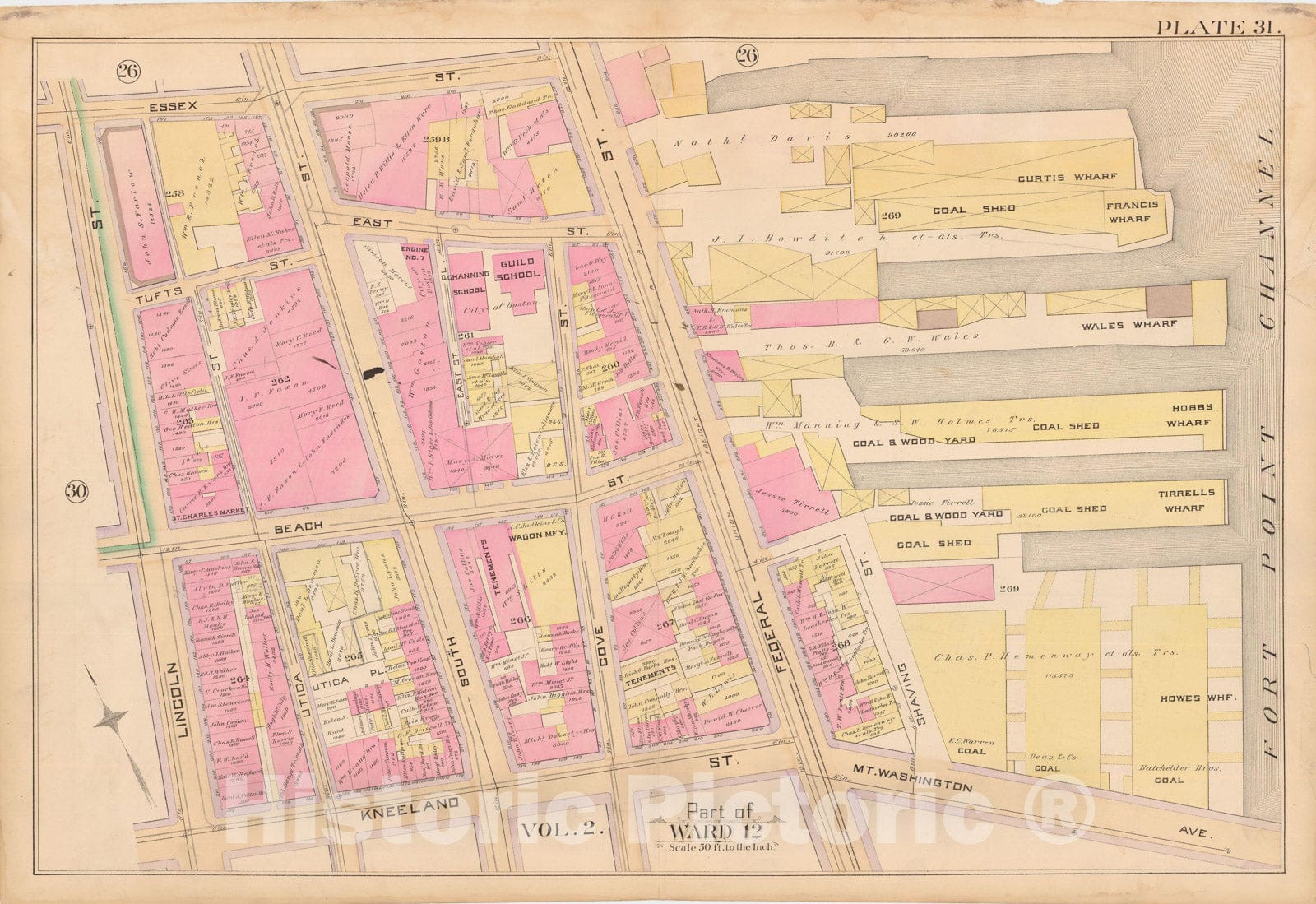 Historic Map : Atlas City of Boston, City Proper, Vol. I, Boston 1888 Plate 031 , Vintage Wall Art