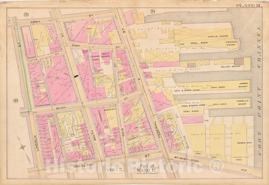 Historic Map : Atlas City of Boston, City Proper, Vol. I, Boston 1888 Plate 031 , Vintage Wall Art