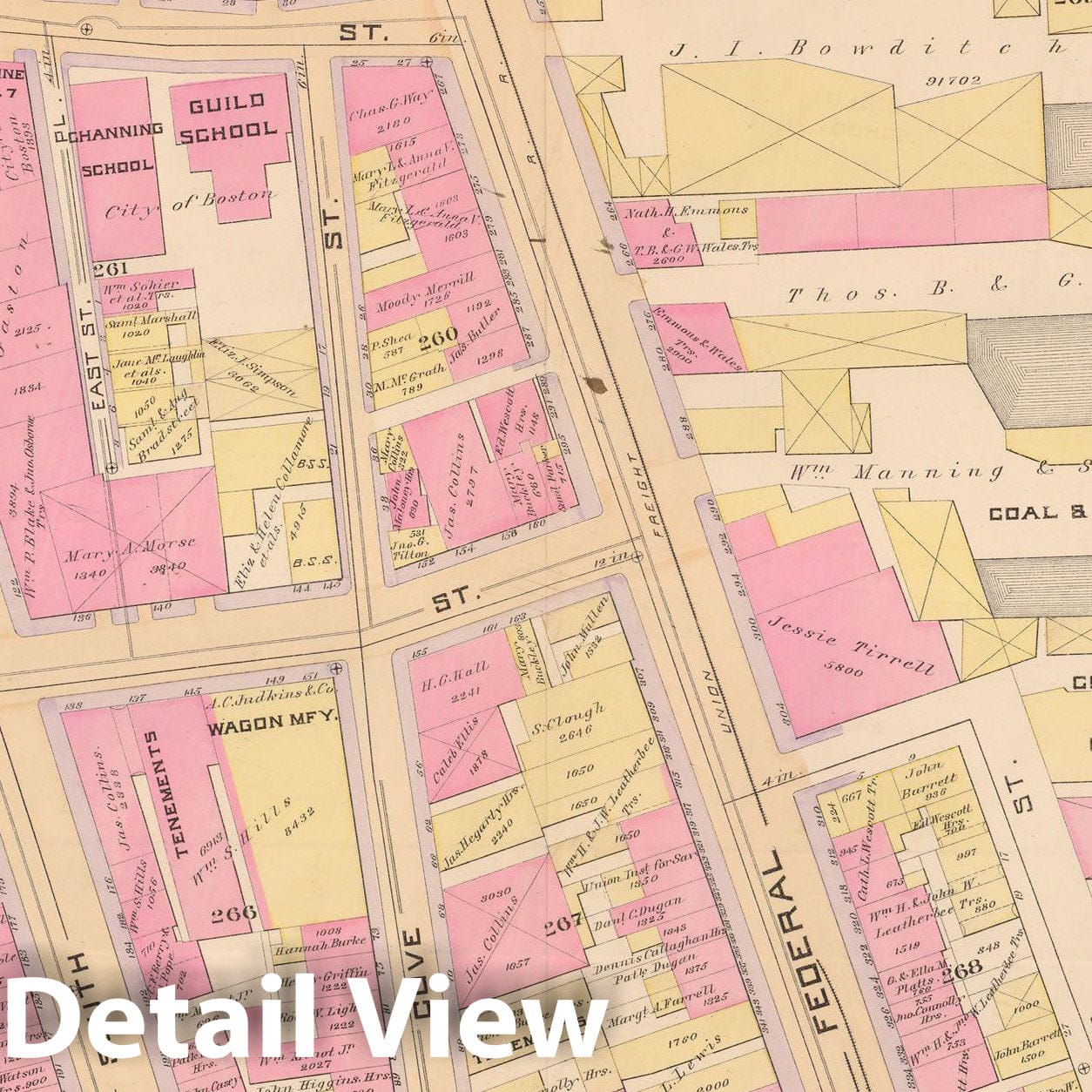 Historic Map : Atlas City of Boston, City Proper, Vol. I, Boston 1888 Plate 031 , Vintage Wall Art