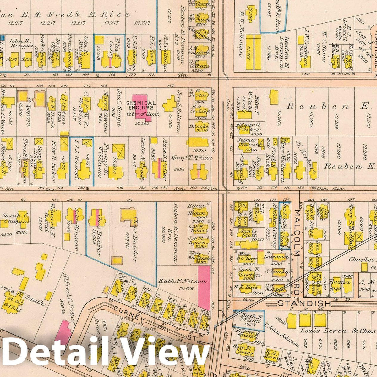 Historic Map : Atlas City of Cambridge Massachusetts 1916 Plate 031 , Vintage Wall Art