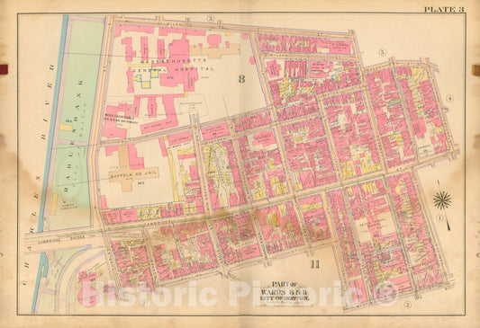 Historic Map : Atlas City of Boston, Boston 1912 Plate 003 , Vintage Wall Art