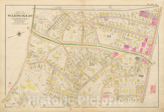 Historic Map : Atlas City of Boston, Vol. 5, Dorchester, Dorchester 1898 Plate 006 , Vintage Wall Art