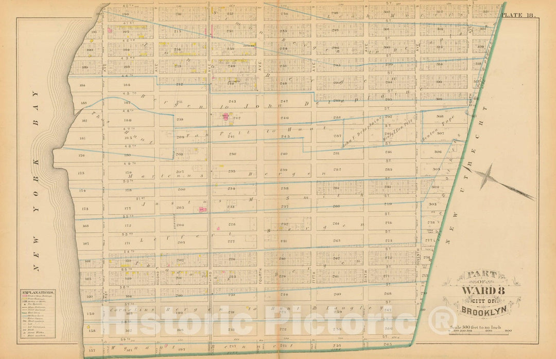 Historic Map : Atlas Entire City of Brooklyn Complete in One Volume, Brooklyn 1880 Plate 018 , Vintage Wall Art