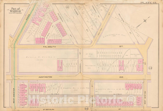 Historic Map : Atlas City of Boston, City Proper, Vol. 2, Boston 1888 Plate 043 , Vintage Wall Art