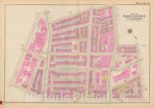 Historic Map : Atlas City of Boston: Boston Proper and Back Bay, Boston 1928 Plate 017 , Vintage Wall Art