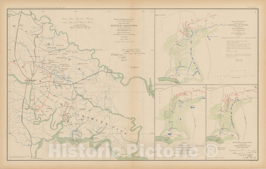 Historic Map : Civil War Atlas of the Union and Confederate Armies, Battles in Virginia 1895 , Vintage Wall Art