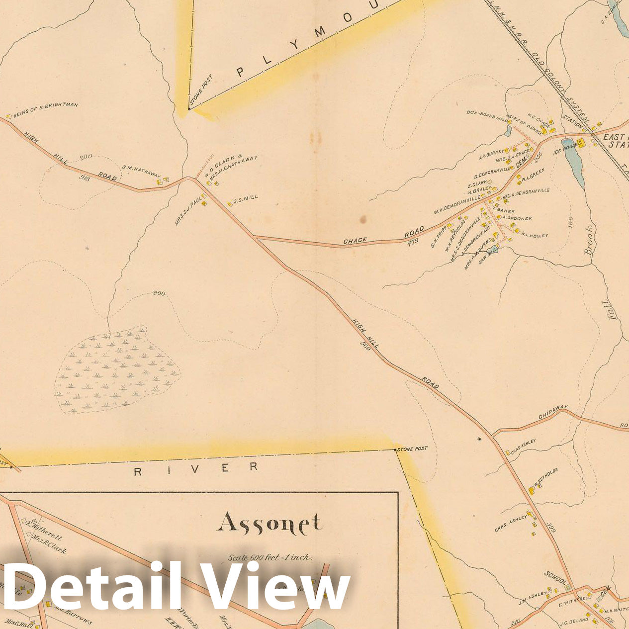 Historic Map : New Topographical Atlas of Surveys Bristol County Massachusetts, Freetown 1895 , Vintage Wall Art