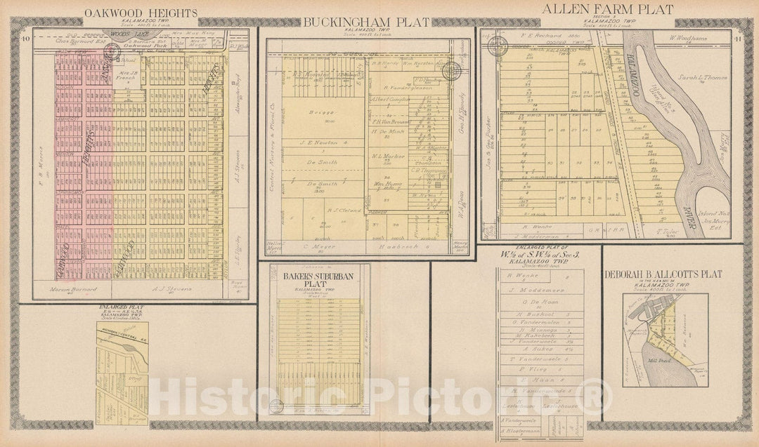 Historic Map : Kalamazoo 1910 , Standard Atlas of Kalamazoo County , Vintage Wall Art
