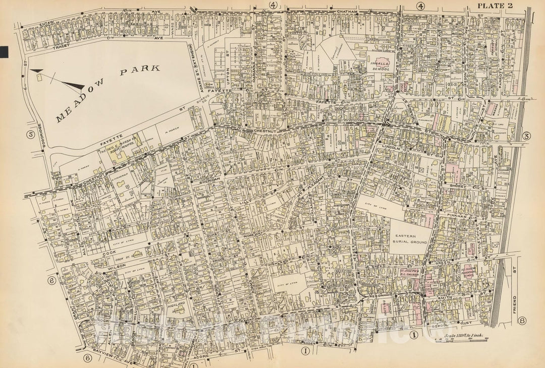 Historic Map : Atlas of Lynn, Nahant & Swampscott, Lynn 1924 Plate 002 , Vintage Wall Art