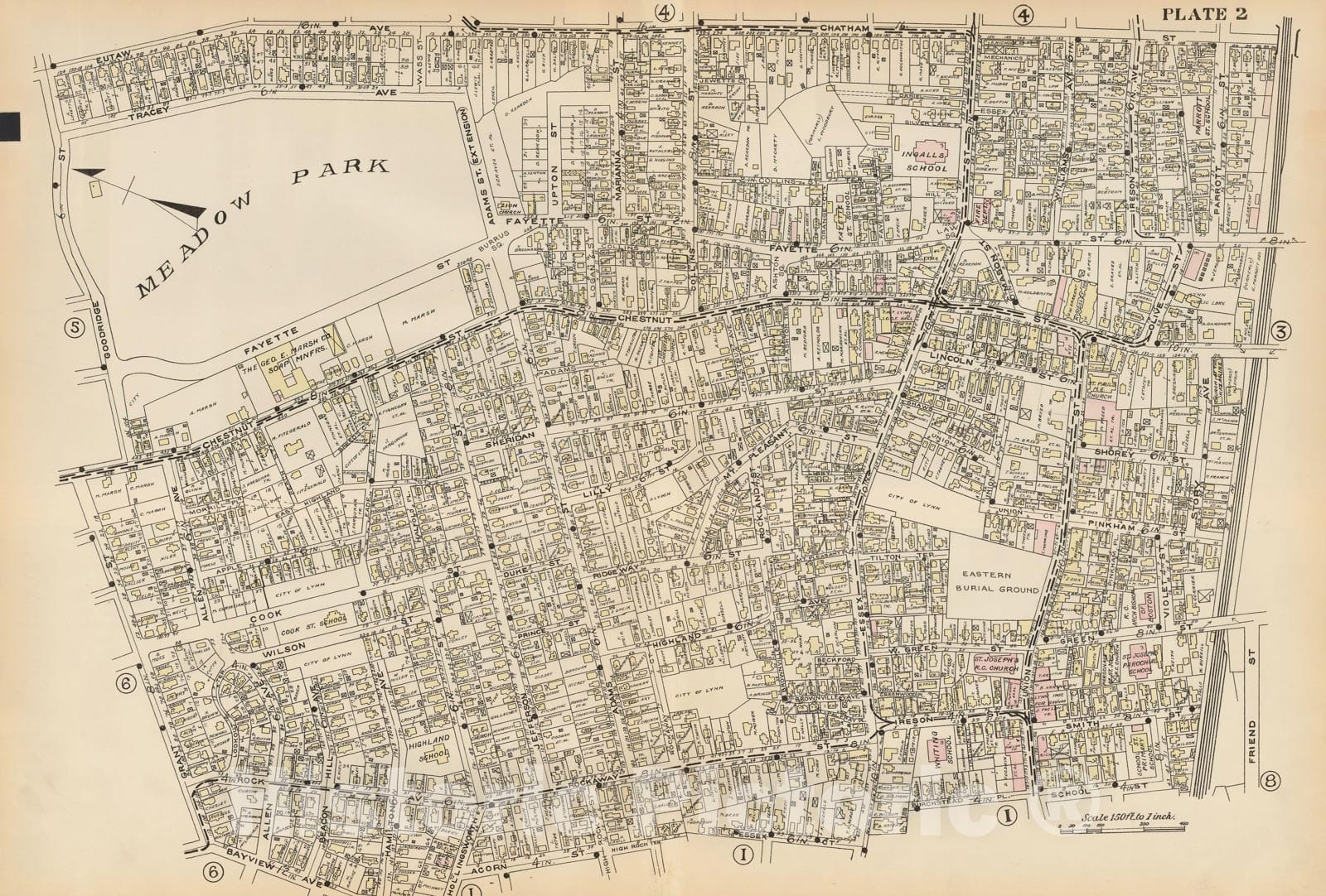 Historic Map : Atlas of Lynn, Nahant & Swampscott, Lynn 1924 Plate 002 , Vintage Wall Art