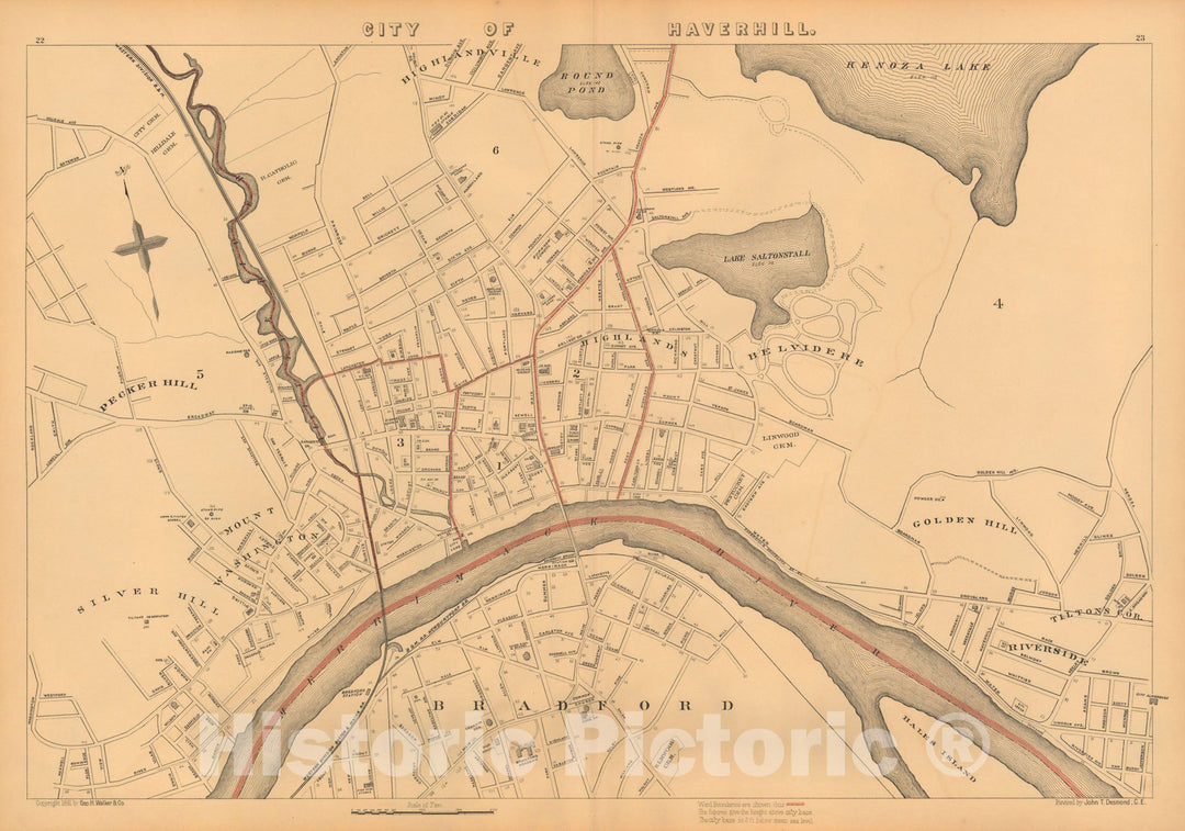 Historic Map : Atlas of Massachusetts, Haverhill 1891 , Vintage Wall Art