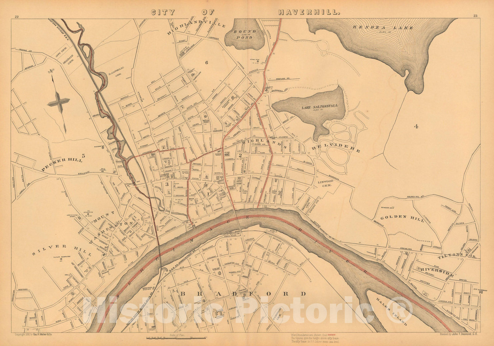 Historic Map : Atlas of Massachusetts, Haverhill 1891 , Vintage Wall Art