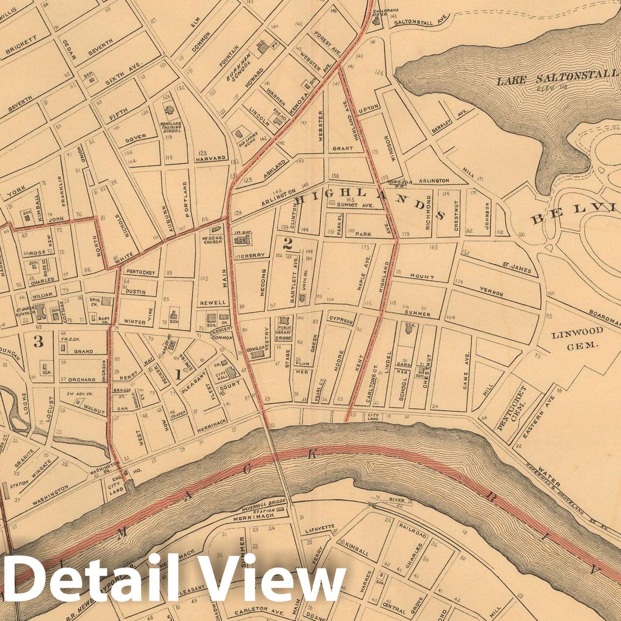 Historic Map : Atlas of Massachusetts, Haverhill 1891 , Vintage Wall Art