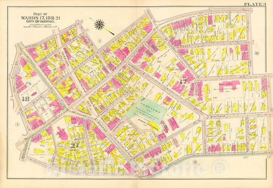 Historic Map : Atlas City of Boston, Roxbury, Roxbury 1906 Plate 003 , Vintage Wall Art
