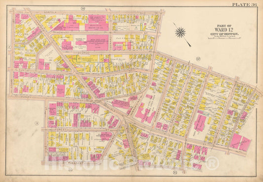 Historic Map : Atlas City of Boston, Roxbury, Roxbury 1915 Plate 036 , Vintage Wall Art