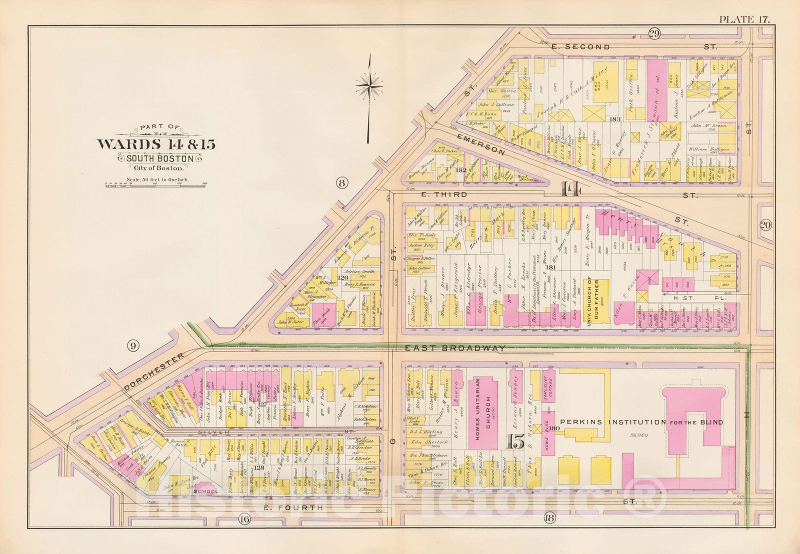 Historic Map : Atlas City of Boston, South Boston 1899 Plate 017 , Vintage Wall Art