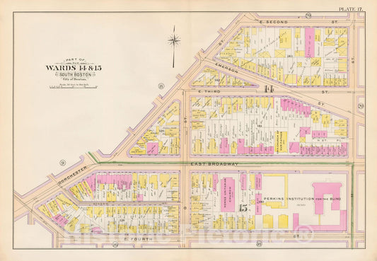 Historic Map : Atlas City of Boston, South Boston 1899 Plate 017 , Vintage Wall Art