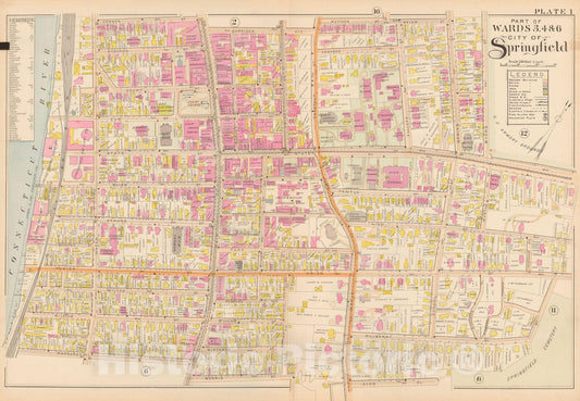 Historic Map : Atlas City of Springfield, Springfield 1899 Plate 001 , Vintage Wall Art