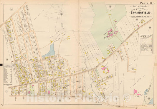 Historic Map : Atlas City of Springfield, Springfield 1899 Plate 014 , Vintage Wall Art