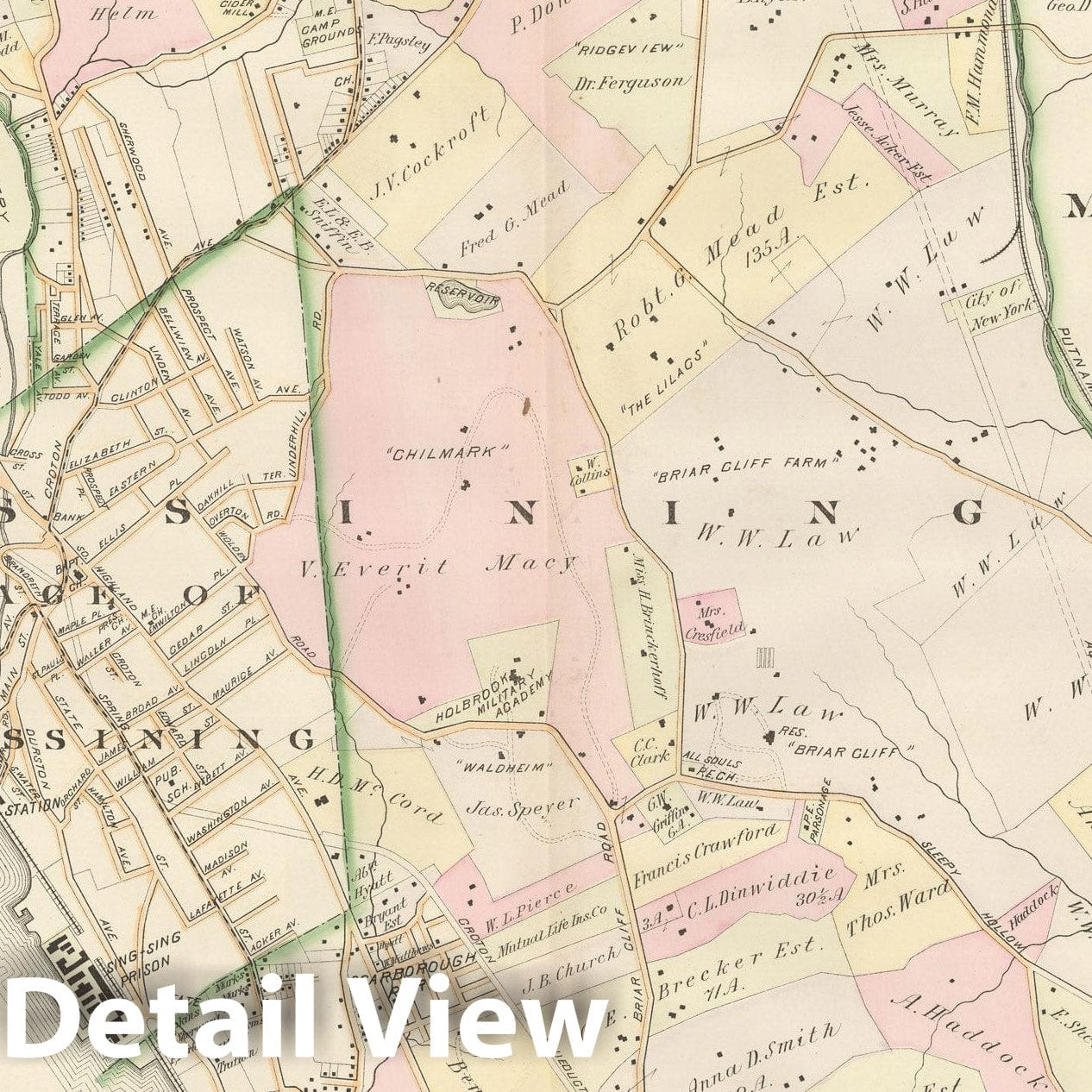 Historic Map : Atlas of Westchester County, Mount Pleasant & Ossining 1901 Plate 049 , Vintage Wall Art
