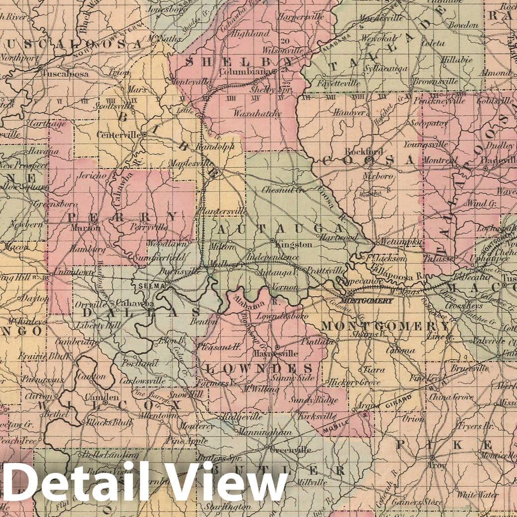Historic Map : Alabama 1857 , General Atlas (Of The World) , Vintage Wall Art