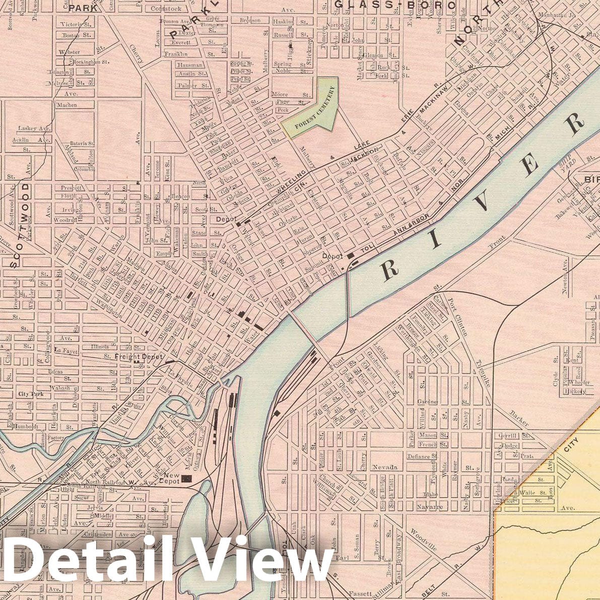 Historic Map : Toledo 1891 , Rand McNally's Atlas World , Vintage Wall Art