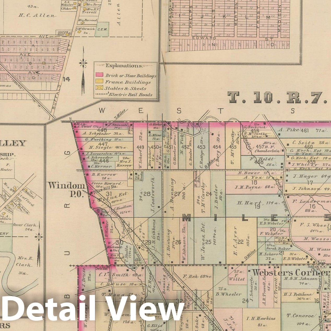Historic Map : Atlas of Niagara Falls, North Tonawanda and Buffalo, NY, East Hamburg 1893 Plate 028 , Vintage Wall Art
