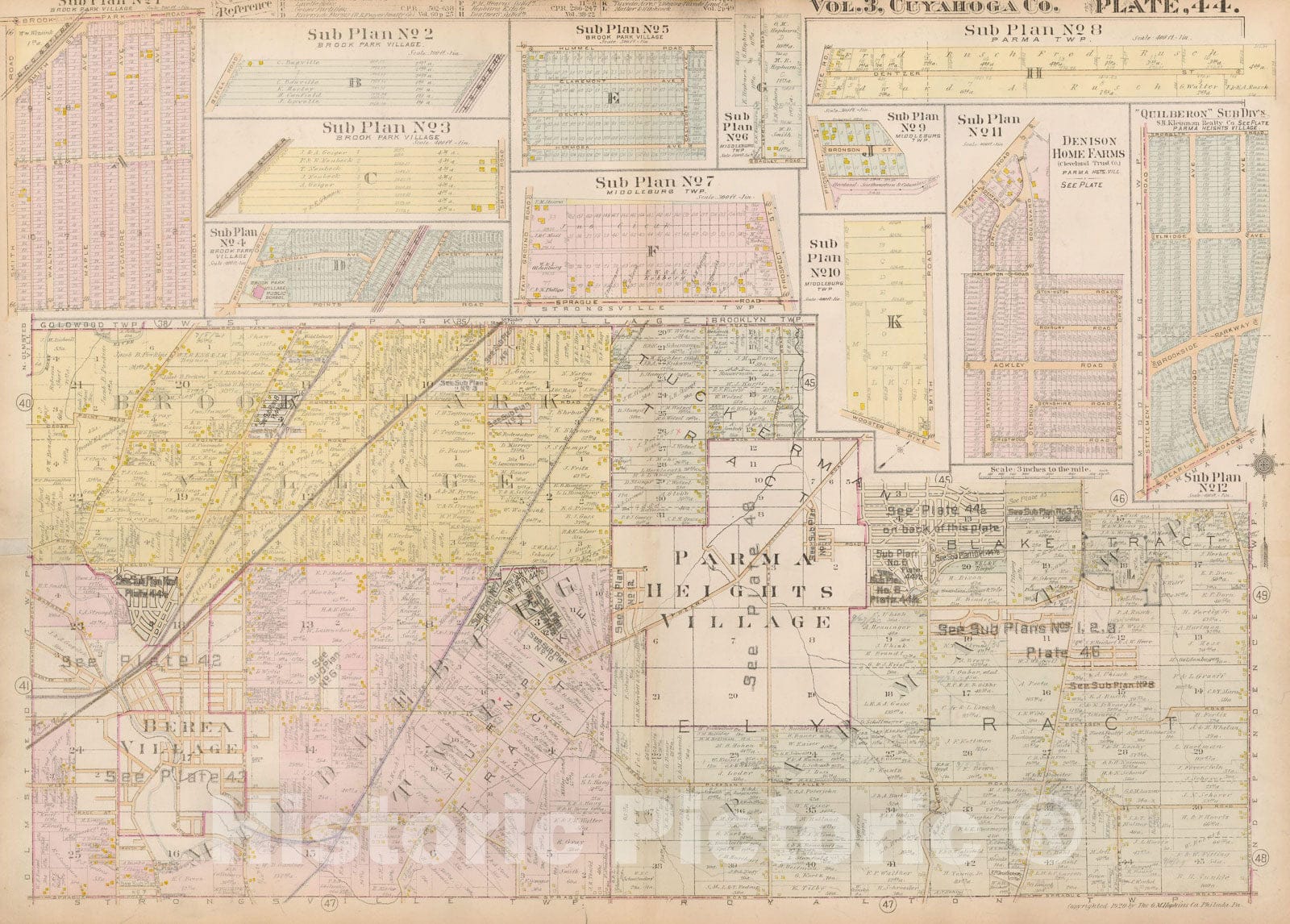 Historic Map : Plat Book of The City of Cleveland, Vol. Three, Cleveland 1920 Plate 044 , Vintage Wall Art