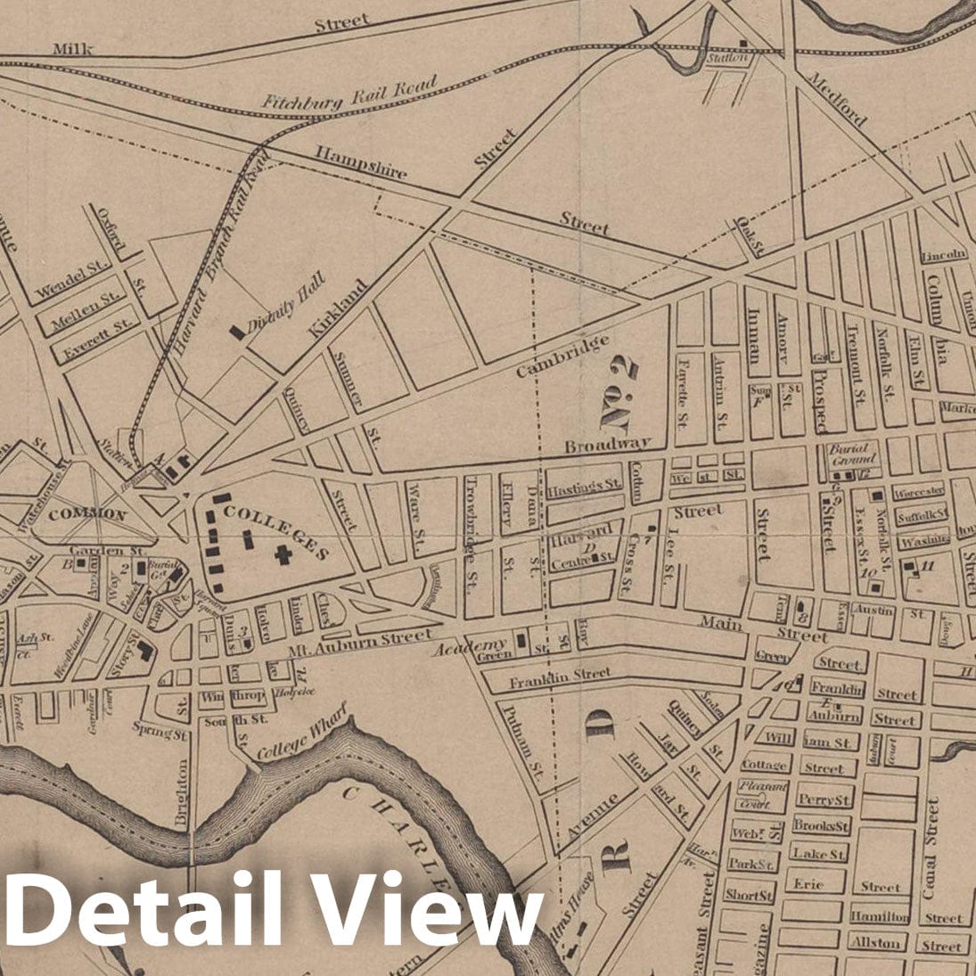 Historic Map : Cambridge 1849 , Vintage Wall Art