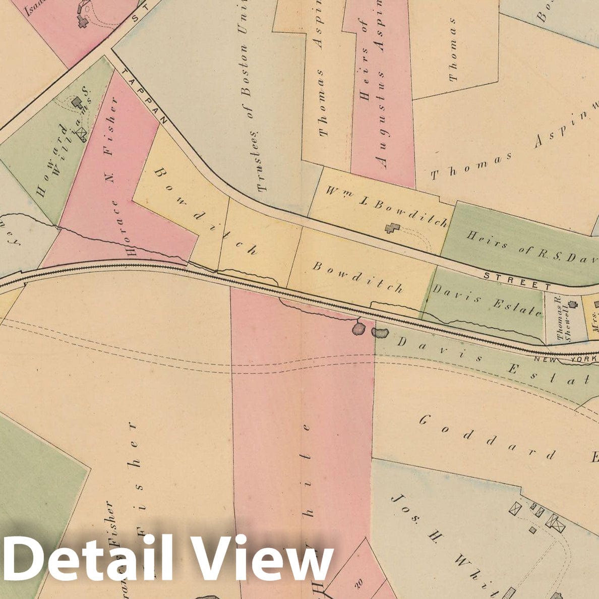 Historic Map : Atlas Town of Brookline, Brookline 1874 Plate I , Vintage Wall Art
