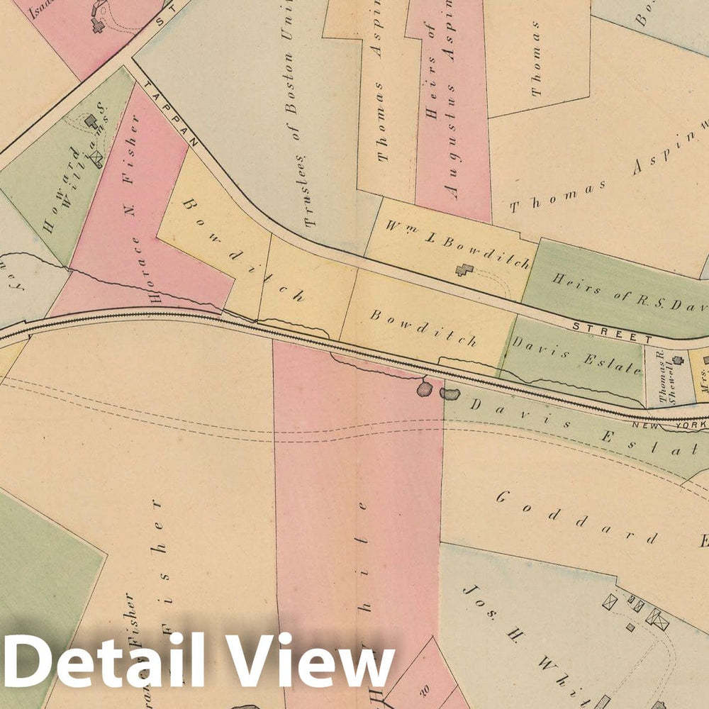 Historic Map : Atlas Town of Brookline, Brookline 1874 Plate I , Vintage Wall Art