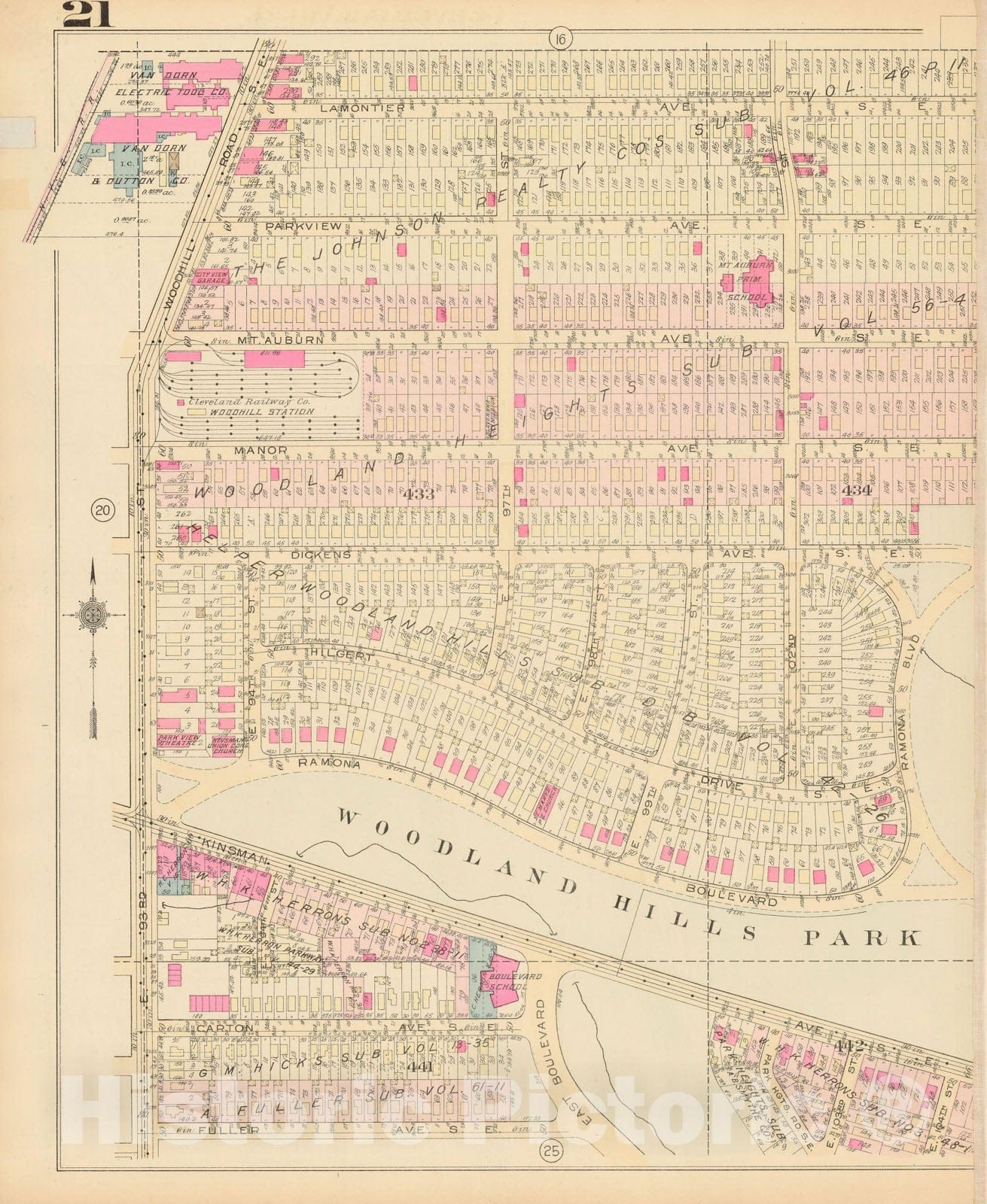 Historic Map : Atlas City of Cleveland, Vol. Four, Cleveland 1922 21L , Vintage Wall Art