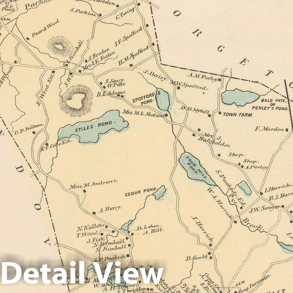 Historic Map : Atlas of Essex County, Boxford 1884 , Vintage Wall Art