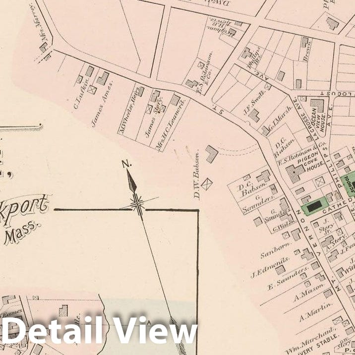 Historic Map : Atlas of Essex County, Rockport 1884 , Vintage Wall Art