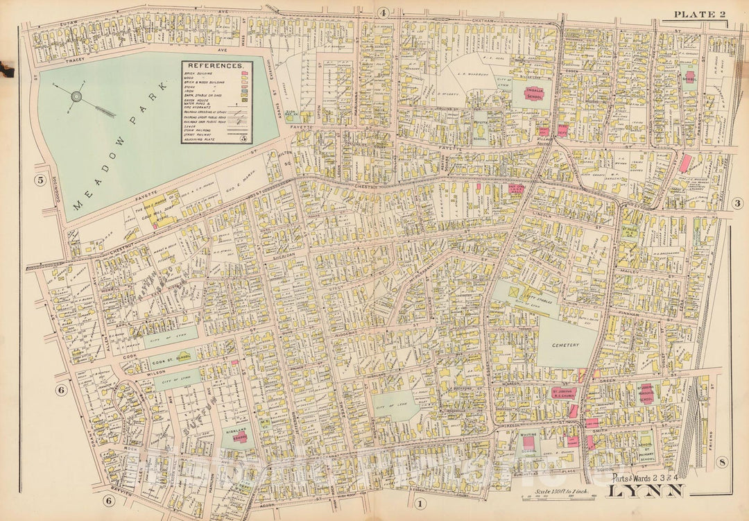 Historic Map : Atlas of Lynn, Swampscott and Saugus, Lynn 1905 Plate 002 , Vintage Wall Art