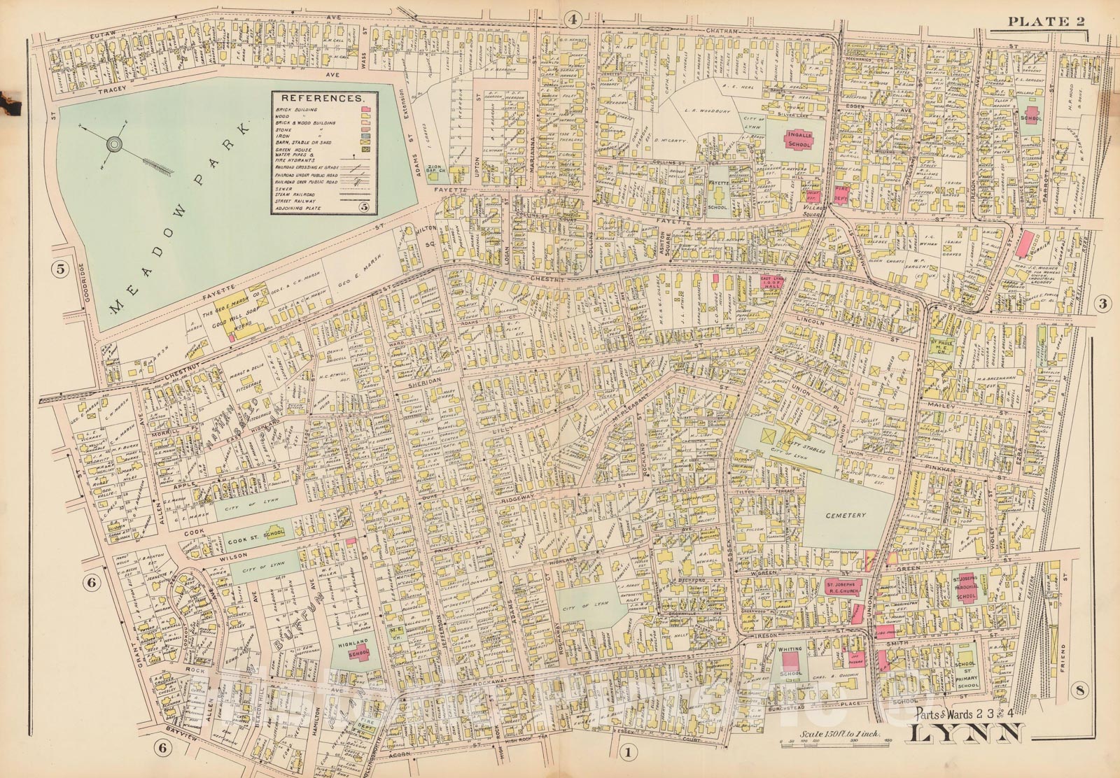 Historic Map : Atlas of Lynn, Swampscott and Saugus, Lynn 1905 Plate 002 , Vintage Wall Art