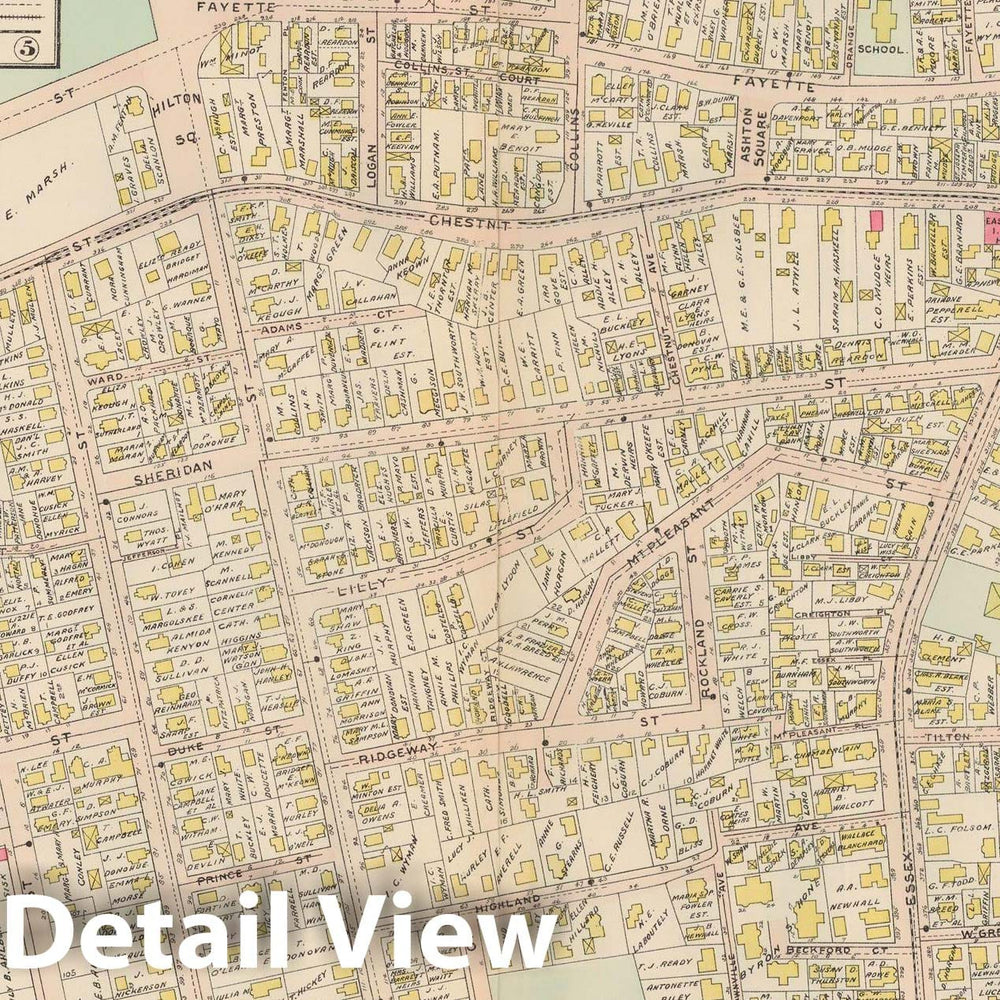 Historic Map : Atlas of Lynn, Swampscott and Saugus, Lynn 1905 Plate 002 , Vintage Wall Art